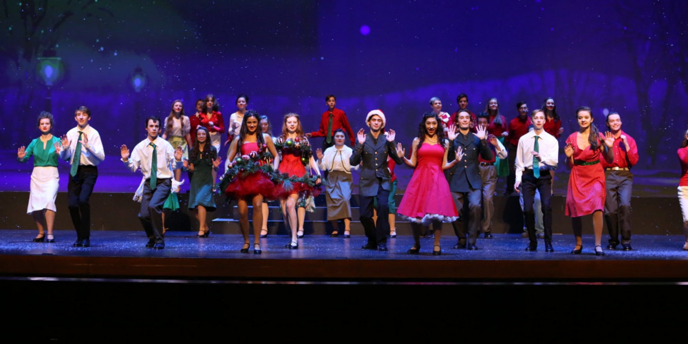 OHS students dancing on stage in White Christmas