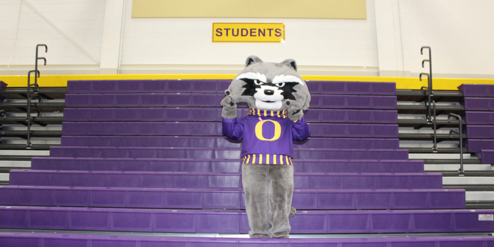 Cooney mascot in student section