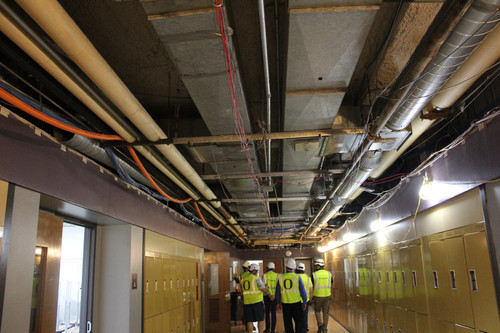 Photo of interior construction work at Oconomowoc High School