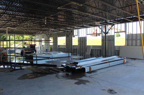 Interior photo of construction work at Ixonia Elementary